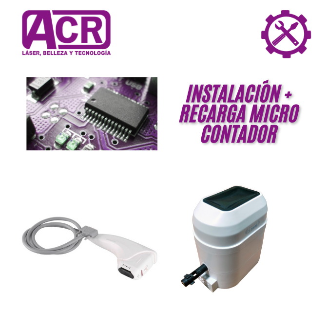 Instalación y recarga del micro contador en manípulo HIFU 4D para tratamientos faciales y corporales